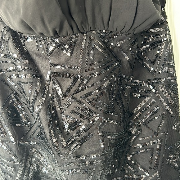 Black Mini Dress - silk top w/ sequined skirt embellishment - Picture 5 of 5